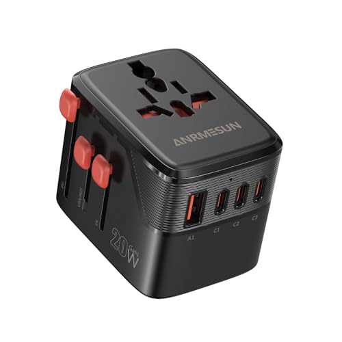 Reiseadapter Weltweit Universal Reisestecker mit 3 USB-C (GaN PD 20W) & 1 USB-A Internationaler Steckdosenadapter für USA UK Japan China 2400W Travel Adapter für Kreuzfahrt