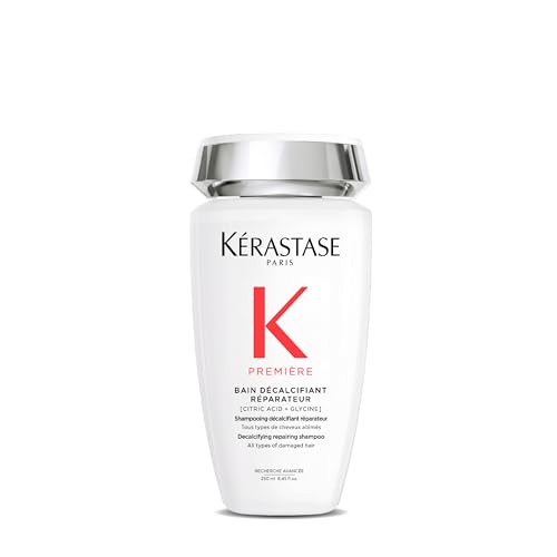 Kérastase, Première, Champú Descalcificante y Reparador, Para cabello dañado, Con Ácido Cítrico y Glicina, Champú Sin Sulfatos*, Bain Décalcifiant Réparateur, 250ml