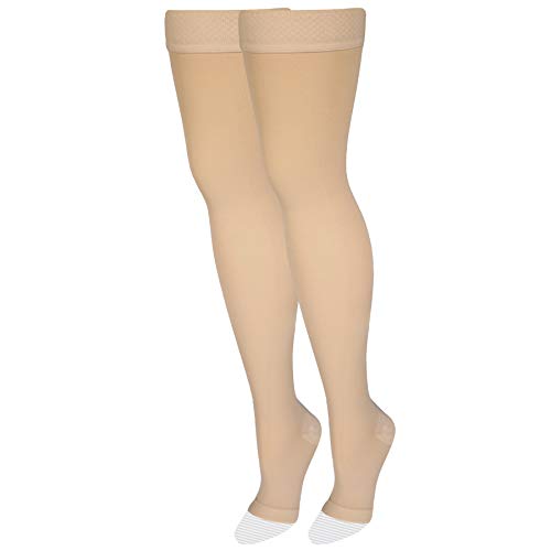 Amazon Basic Care Medical Compression Stockings, 20-30 Mmhg Support, Women & Men Thigh Length Hose thumb #3