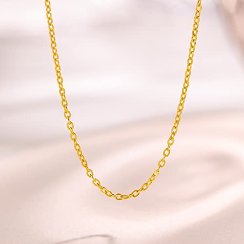 24K Solid Gold Necklace for Women, Real Pure Gold Jewelry Dainty Oval Clip Link Chain Necklace for Men Girlfriend4