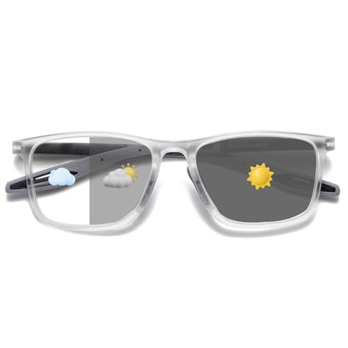 Genérico Gafas de presbicia bifocales progresivas fotocromáticas inteligentes deportivas, gafas de lectura de luz anti-azul de moda, Gafas De Presbicia ultraligeras(Transparent/gray,1.0 x)