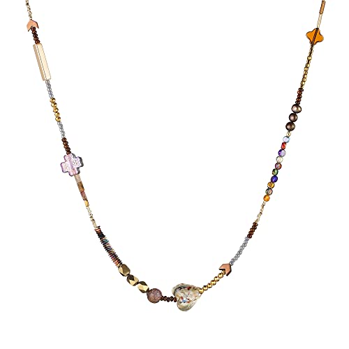 Hzman Colorful Glass Beaded Beads Choker Necklace For Women Girls Daughter Love Heart And Flower Handmade Adjustable Necklace Jewelry Gift #TOP26