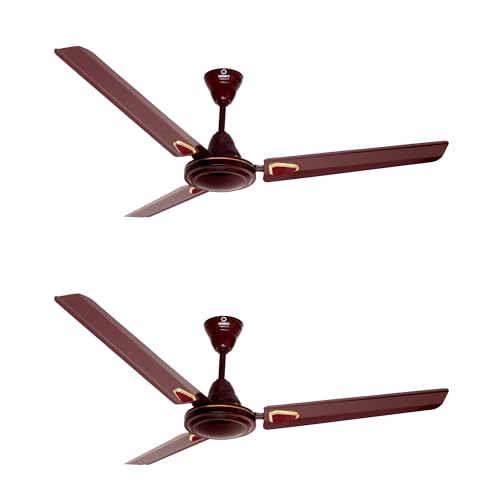 Image of Omen Changing Lives 1200mm Aeroclassic Deco Ceiling Fan| Stylish & Powerful Decorative Fan | BEE Star Rated for Energy Efficiency| High Air Delivery|400 RPM Speed |2-Year Warranty |Pack of 2 (Brown)