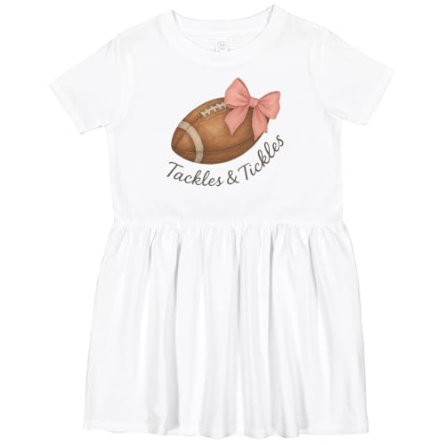 inktastic Football with Pink Bow Tackles & Tickles Toddler Dress