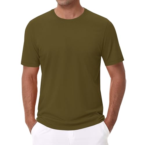 Camiseta lisa para hombre, 100 % algodón, ajuste delgado, cómoda camiseta básica, manga corta, camiseta casual de color sólido, paquete múltiple disponible, cuello redondo, ligera, para entrenamiento