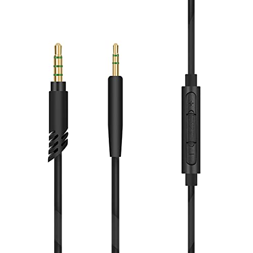 Audio Cable with Mic for Bose QuietComfort 700NC/35 II/45/UItra/25/35 Headphones, 3.5 TRRS to 2.5 TRS Replacement Aux Cord with Inline Microphone and Volume Control (5 ft / 1.5 m)