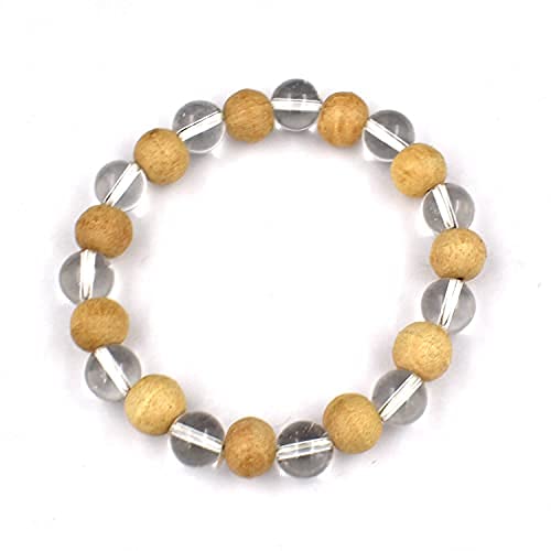 SATYAMANI Natural Clear Quartz with Wood Beads Bracelet (B093BQJSQ3) Amazon Price History, Amazon Price Tracker