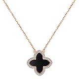 AMIREUX Clover Necklace for Women Girl 14K Gold Plated Cubic Zirconia Pendant Necklaces Dainty Gold Necklace Gift for Women Necklace Jewelry