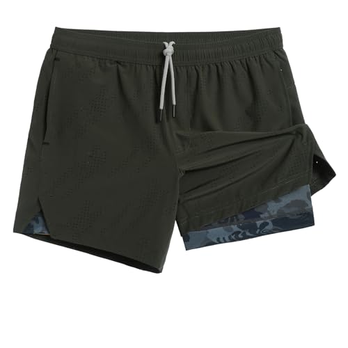 Image of maamgic Mens Running Shorts with Compression Liner 5 inch Quick Dry Workout Shorts Anti-Chafe Gym Shorts 2 in 1 Athletic Shorts