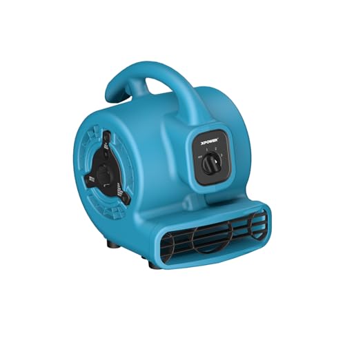 XPower P-80A Mighty Centrifugal Air Mover Carpet Dryer Floor Fan Blower Stackable Daisy Chain for Water Damage Restoration Janitorial Plumbing Home Use