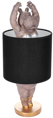 BRUBAKER Lámpara de Sobremesa o Mesilla Hippo Ballerina - Lámpara de Sobremesa con Base de Cerámica y Pantalla de Tela - Altura 43 cm, Negro Gris