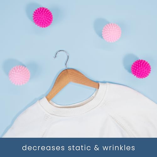 S&T INC. Reusable Plastic Dryer Balls, Fabric Softener for Laundry, Pink, 2.5 in, 4 Pack