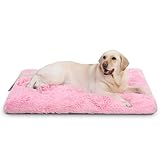 Vonabem Large Dog Bed Pink, Washable Dog Crate Beds for Large Medium Small Dogs Cats,Plush Fluffy Girl Princess Pet Beds Kennel Pad,Anti-Slip Dog Mats for Sleeping 36inch