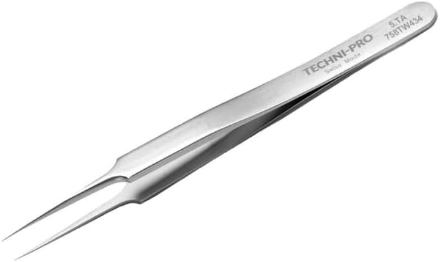 758TW434 - High Precision Tweezers, Style 5, Titanium, Fine, Sharp, 4.3'