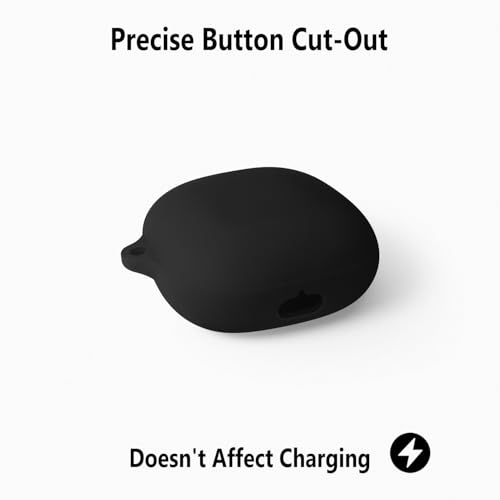 Geiomoo Silicone Case for Anker Soundcore Liberty 4 Pro, Protective Cover with Carabiner (Black)