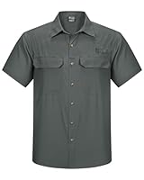 Outdoor Ventures Herren Hemd Kurzarm UV Schutz Freizeithemd Wasserdicht Schnelltrocknendes Funktionshemd zum Wandern, Angeln, Reise,Safari Grün-Grau XL