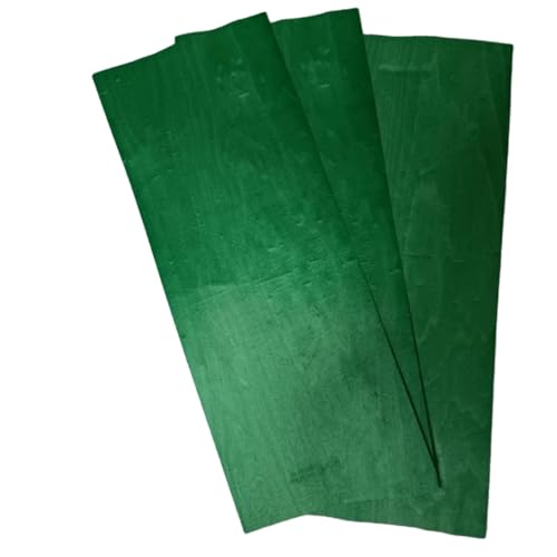 ebpsneer Real 3 Pcs Dyed Maple Wood Veneer Sheet, 20” x 8”, 1/60'' Thickness,Fingerboard Veneer– Easy Apply for Wood Crafts Fingerboard Skateboard DIY-Emerald Green