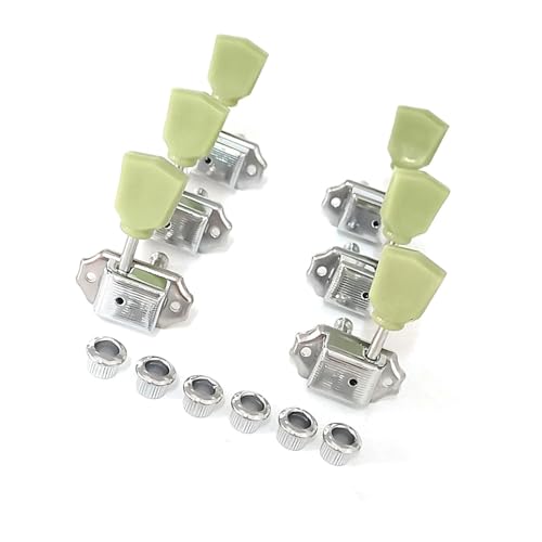 ギターのチューニングピン オープンスタイル エレキギター チューニングキー フォークギター チューニングペグ ビンテージチューナー 取り付けネジ付き 6個(Silver)