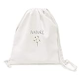 Mochila com estampa de plantas floridas Soloisland de lona com cordão para compras