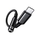 Highwings usb-c イヤホンジャック 変換 タイプc Type-C 3.5mm イヤホン変換アダプター オーディオアダプタ ハイレゾ音質 高耐久ケーブ DAC搭載 ナイロン編み イヤホン ヘッドホン ヘッドセット スマートフォン タブレット 音量調節/通話/音楽/Phone 15シリーズ/Mac/アンドロイド対応 (ブラック)