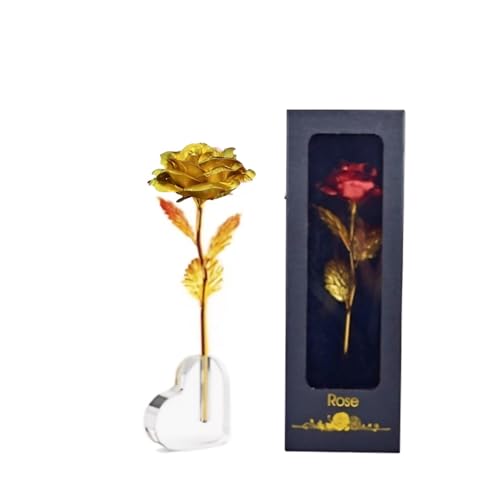 Smowfes Gold Dipped Rose Eternal Long Stem Golden Rose