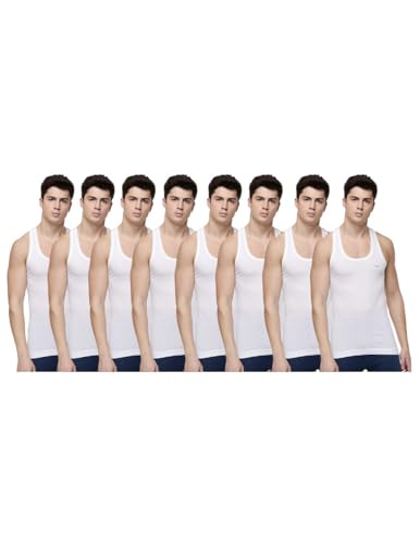 Image of Dollar Lehar Men Combed Cotton Round Neck Vest -White