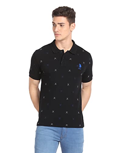 Image of U.S. Polo ASSN. Printed Slim Fit Polo T Shirts for Men - 100% Cotton, Half Sleeves Mens Tshirt