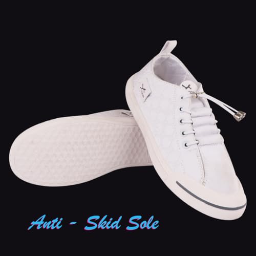 Image of Men's Black Canvas Sneakers - Stylish Casual Shoes with Non Tie Elastic Laces | 7mm Memory Foam & EVA Insole | Lightweight & Comfortable Everyday Footwear (Sizes 6-10)