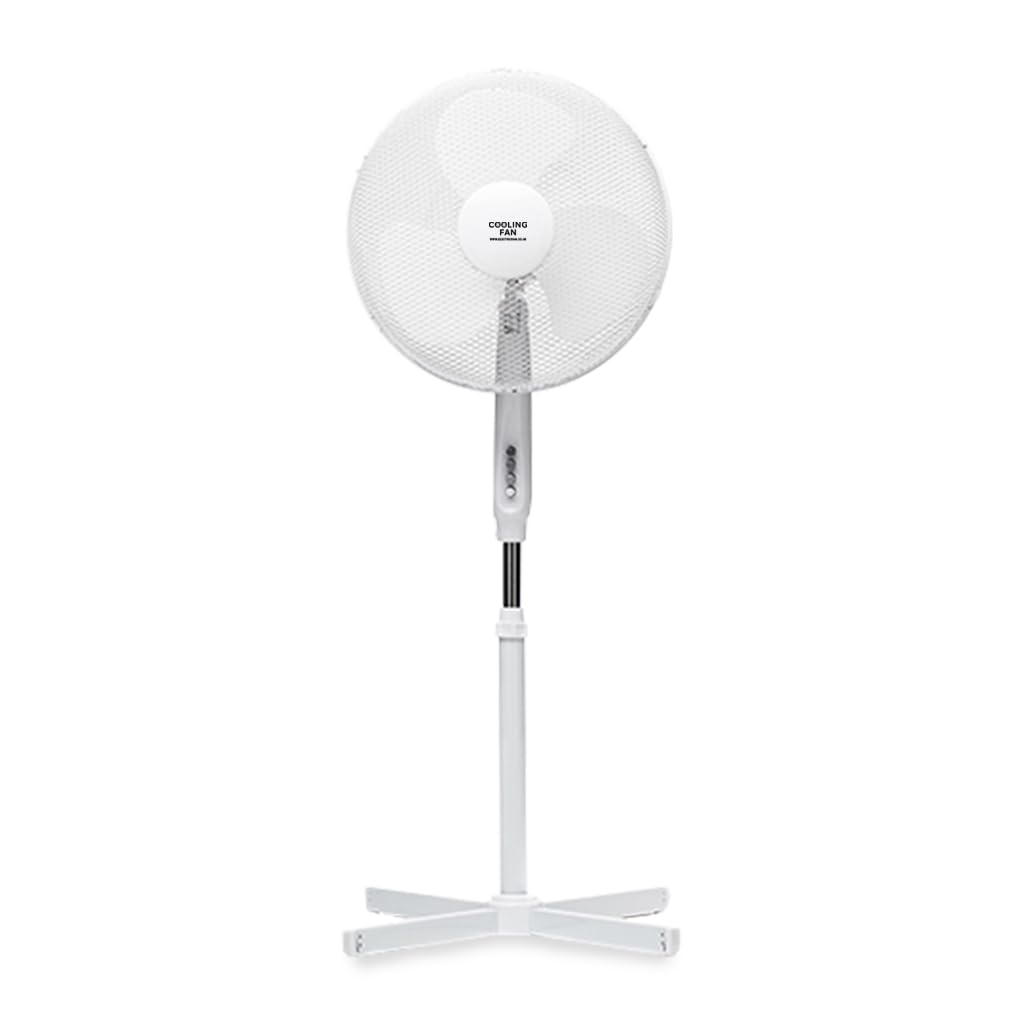 45W Pedestal Fan 90° Oscillation 3 Speed Settings Adjustable Height 16" Stand Fan Powerful Airflow and Quiet Operation Electric Cooling Fan For Home & Office