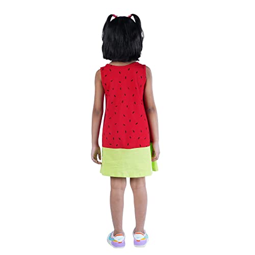 Image of YouGotPlanB 100% Cotton Printed Above Knee Length Dress for Girls