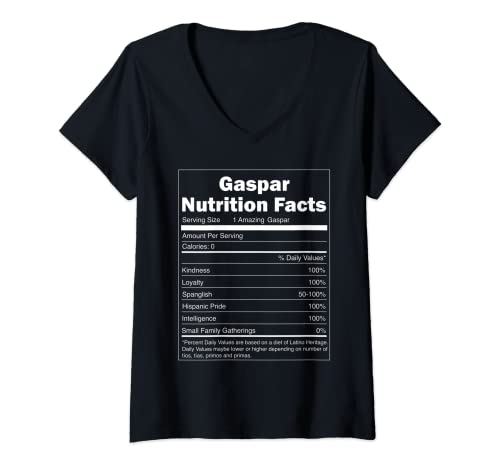 Mujer Funny Nutrition Facts Last Name Design - Gaspar Camiseta Cuello V