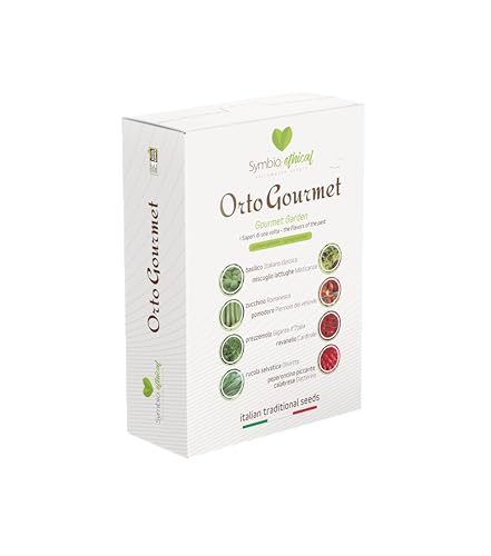 SYMBIOETHICAL BY SYMBIAGRO - ORTO GOURMET, Kit Semi Ortaggi e Piante Aromatiche, 8 Varietà di Semi Tradizionali Italiani Non Ibridi, con Biostimolante con Micorrize e Trichoderma, Made in Italy
