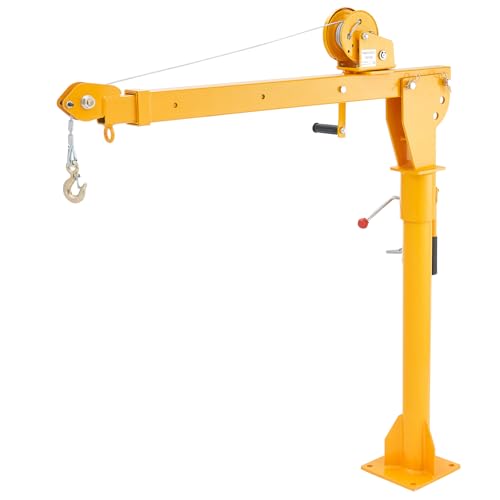 Happybuy Pickup Truck Crane, Folding Bed-Mounted Design, with 1100 lbs Manual Winch, Steel Jib Crane Hoist Offering 360 Degrees Swivel, Ideal for Lifting Goods in Construction, Forestry and Factory