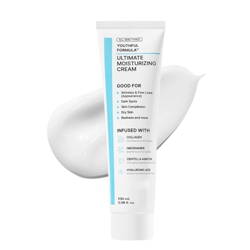 Youthful Formula Ultimate Moisturizing Cream-Collagen Face Cream- Centella Soothing Cream Hyaluronic Acid-Korean Skincare ​Day &Night Cream - All Skin Friendly 100ml