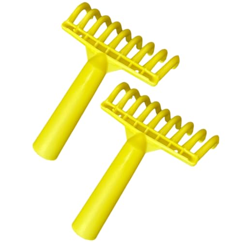 Pack 2 Rastrillos de 9 Dientes para Aceitunas, Rastrillo de Plástico Amarillo para Recogida de Aceitunas