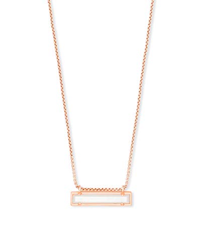 Kendra Scott Leanor Short Pendant Necklace for Women, Dainty Fashion Jewelry, 14k Rose Gold-Plated, Ivory Mother of Pearl