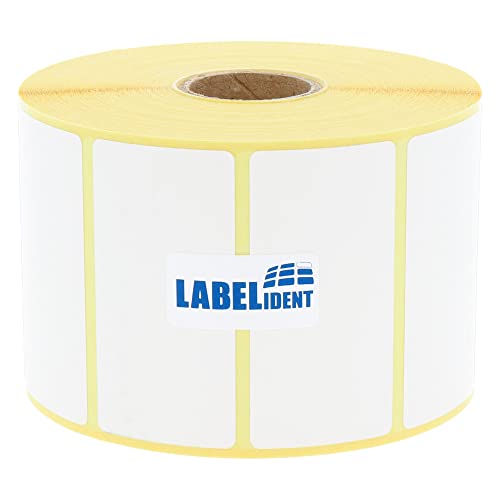 Labelident Etiquetas de transferencia térmica en rollo blanco – 60 x 30 mm – 1.500 etiquetas adhesivas en 1 rollo(s), núcleo de 25,4 mm, rollo de papel autoadhesivo
