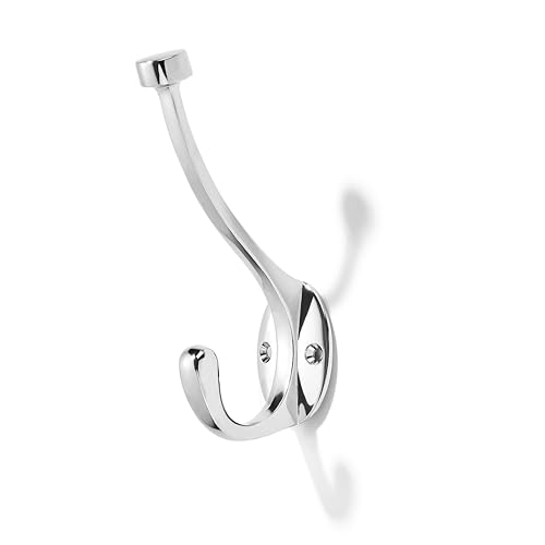 khtumeware The 5 Pack 5-1/2 inch Polished Chrome Coat Hook zinc Alloy mudroom Hooks is Suitable for bathrooms, Behind Doors, bedrooms, and is a Towel Robe Hooks for Both Household and Commercial use