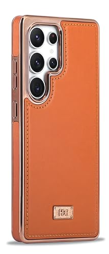 Image of BOUNCEBACK Faux Leather Electroplated Back Case /Cover for Samsung Galaxy S25 Ultra - Brown