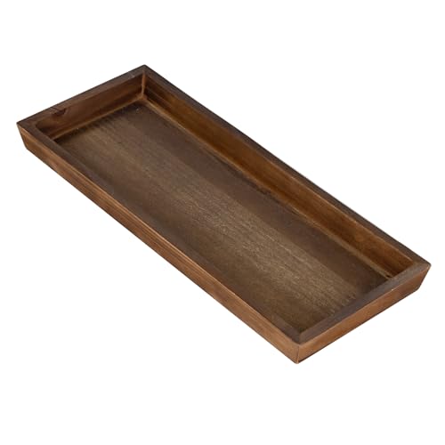 MAONAME Bandeja de tocador de baño, bandeja larga y estrecha rústica, bandeja rectangular de madera de granja, bandeja organizadora de encimera para velas, perfume, 12.2 x 5 pulgadas
