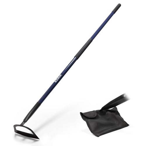 WIKER Hoe Garden Tool,Garden Hoe for Weeding,Weed Puller Tool with Fiberglass Handle,57inches,Blue
