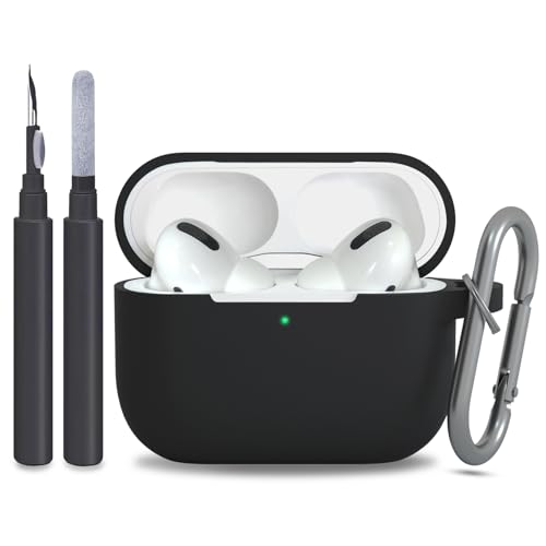 Image of for AirPods Pro 2nd 1st Generation Case Cover with Keychain, Protective Soft Silicone Skin Accessories for Apple AirPods Pro Charging Case 2022 /2019, Front LED Visible, Black
