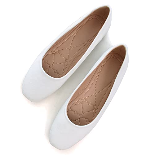 Image of ChaiRong Zhou Women Square Toe Ballets Flats Comfort Slip On Walking Shoes for Driving