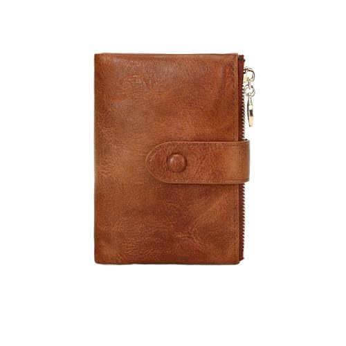 Wallet for men Minimalist Women's Wallet Short Three Layer Large Capacity Double Zipper Card Holder ID Card Credit Bank Card Holder Money Bag Small wallets(Brown)