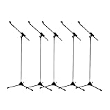 Kit 5 Pedestal Stands for Microphone, Pipe, Adjustable Height 40cm-1.6m, Black
