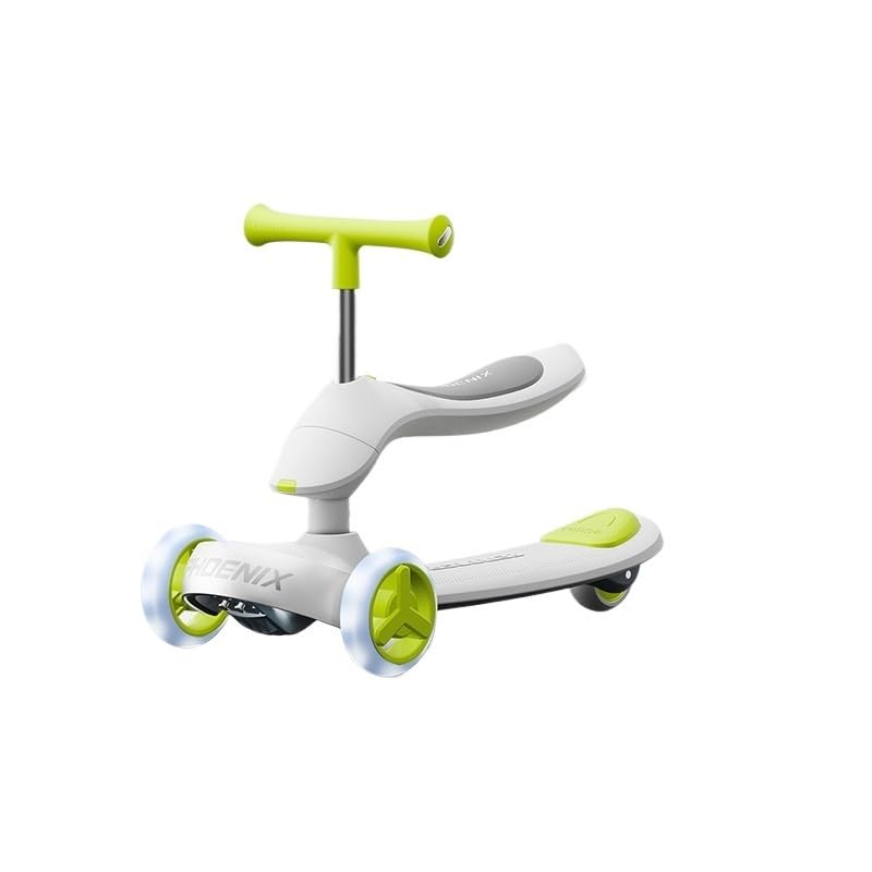 Qxmiguel Scooter niño Patinete Plegable for niños, Patinete de Equilibrio portátil con cojín de Asiento for niños y niñas Wiggle Car(Groen)