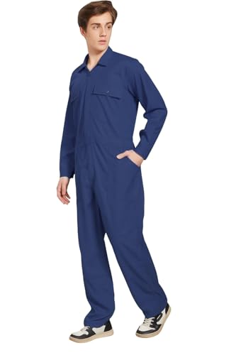Image of TrendyUniform Plain Boiler Suit /Men'S Cotton boiler suit /boiler suit For Industrial /Full Sleeves Coverall /Mechanic Painter Workwear, Size-xl, Colour-Navy Blue