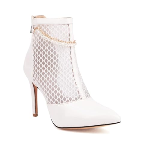 Imagen de Genérico Botines Mujer Blancos De Malla Y Charol