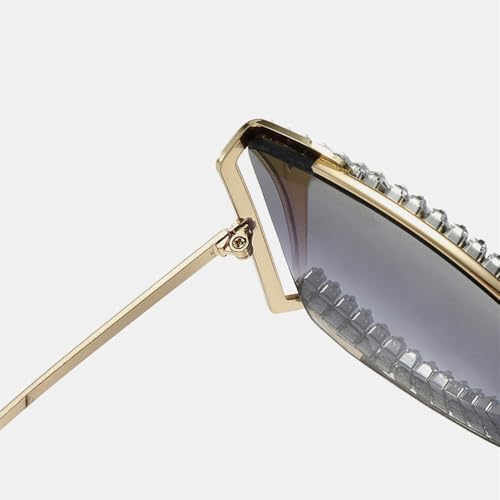 Lunettes grand format en métal incrusté de perles de luxe - 4