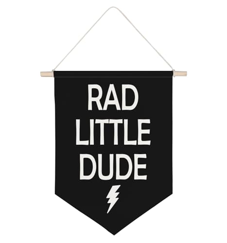 Image of QODUNG Rad Little Dude Canvas Banner,Neutral Cool Canvas Hanging Pennant Wall Flag Decor for Teen room Playroom Kids room
